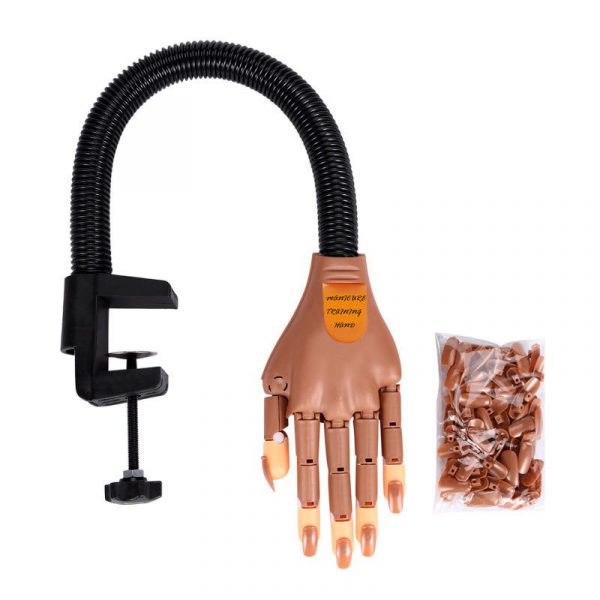 Adjustable Nail Art Model Hand Nail Practice Hand With Clamp Holder And 100 Refill Nail Tips