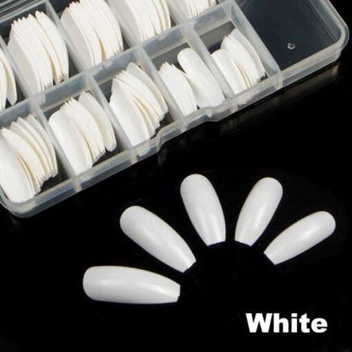 ballerina half cover nail tips in white