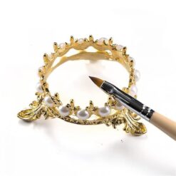 Crown Shape Nail Brush Rack Stand Holder With Inlaid Pearl Rhinestone-1