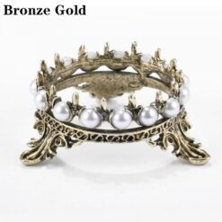 Crown Shape Nail Brush Rack Stand Holder With Inlaid Pearl Rhinestone-6