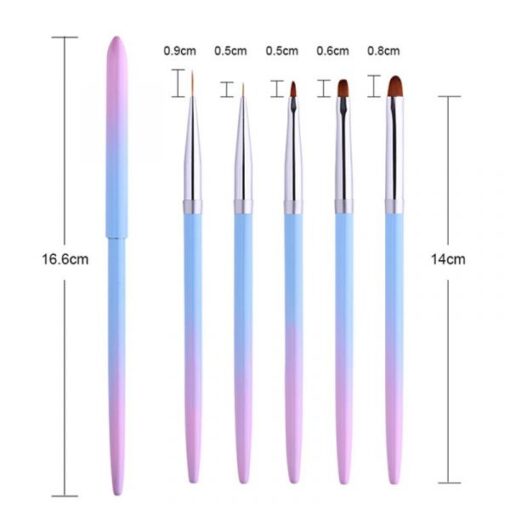 Detail of 5 Types Multi-functional Gradient Color Metal Handle Nail Art Brush