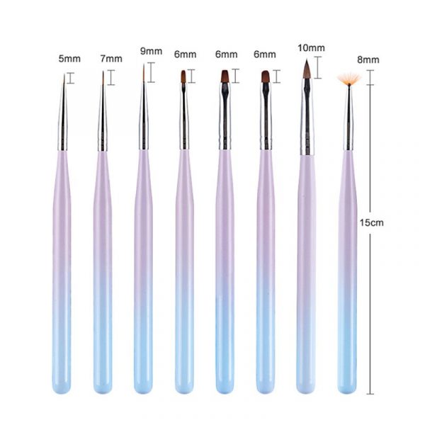 Detail of 8 Types Multi-functional Gradient Color Wooden Handle Nail Art Brush-2