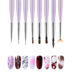 Detail of 8 Types Multi-functional Gradient Color Wooden Handle Nail Art Brush