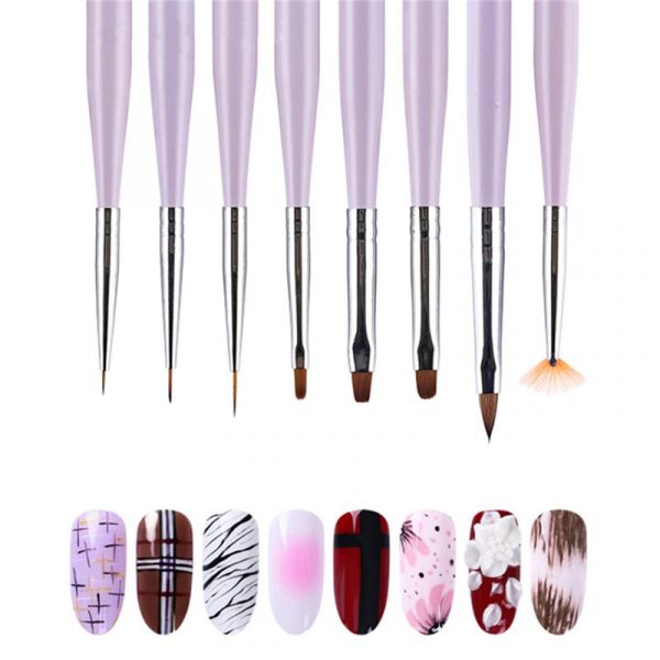 Detail of 8 Types Multi-functional Gradient Color Wooden Handle Nail Art Brush