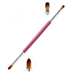 detail of Double Head Pink Wooden Handle Gradient Painting Pen Drawing Brush