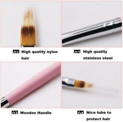 detail of Long pink Wooden Handle Gradient Painting Pen Drawing Brush-3
