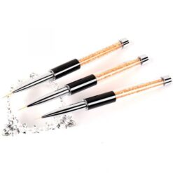 Detail of Nail Art Liner Brush With Gold Diamond Acrylic Handle & Diamond Inlaid Cap