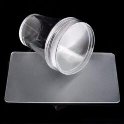 Đường kính 4cm Dụng cụ cạo móng tay nghệ thuật bằng silicon mờ trong suốt có nắp