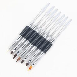 Dual End Nylon Hair Metal Handle Poly Gel Spatula 2 in 1 Nail Art Brush