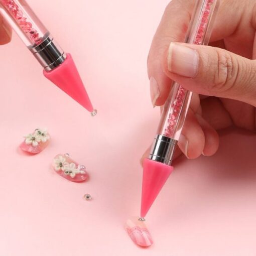 Dual-ended Nail Rhinestone Studs Picker With Crystal Handle Wax Pen Dotting Tool-4