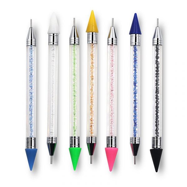 Dual-ended Nail Rhinestone Studs Picker With Crystal Handle Wax Pen Dotting Tool