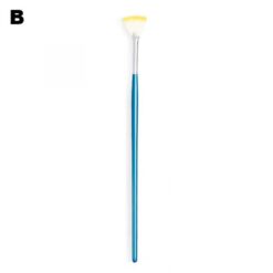 Fan-shaped Foundation Brush Glitter Powder Brush With Blue Wooden Handle