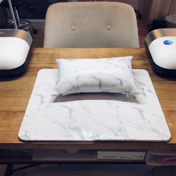 Fashionable Style Soft PU Leather Nail Art Hand Rest Cushion With Foldable Mat Pad Set-2