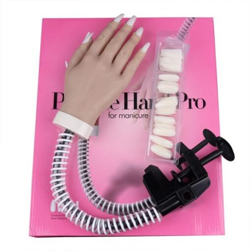 Highly Simulated Silicone Nail Art Practice Hand with Bracket Flexible Bendable Hand Model-10