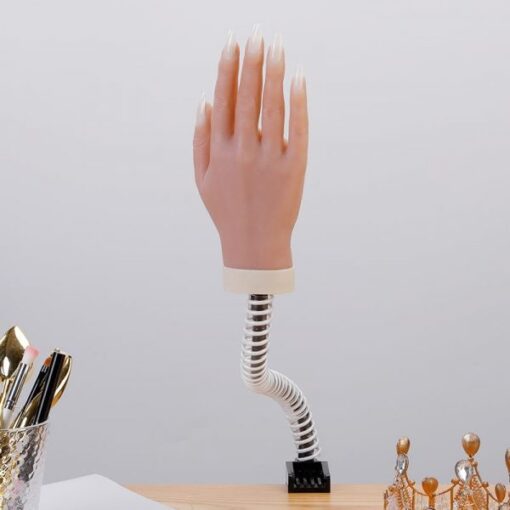 Highly Simulated Silicone Nail Art Practice Hand with Bracket Flexible Bendable Hand Model-4