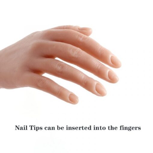 Highly Simulated Silicone Nail Art Practice Hand with Bracket Flexible Bendable Hand Model-7