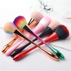 Long Slim Metallic Handle Soft Hair Nail Dust Cleaning Brush Face Makeup Brush-7
