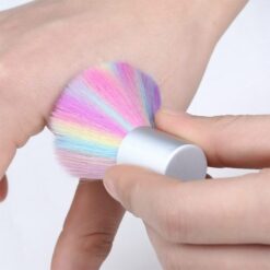 Multi-Color Soft Hair Metal Handle Nail Art Dust Cleaning Brush-2