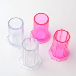 Nail Art Brushes Round and Octangle Shape Mini Plastic Storage Holder-4