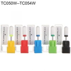 Mũi khoan móng tay gốm sứ trắng hình trụ trơn chuyên nghiệp cỡ chuôi 3/32″ TC050W-TC054W