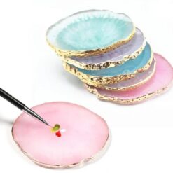 Round Shape Resin Nail Art Color Mixing Palette And Artwork Display Board-3