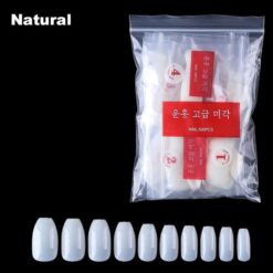 short ballerina full cover nail tips in natural