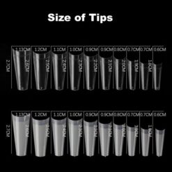 size of Flat Head Coffin French Nail Tips