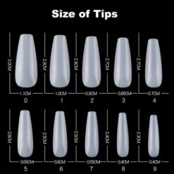size of Long Coffin Ballerina Nail tips
