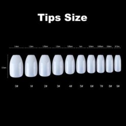 size of short ballerina full cover nail tips
