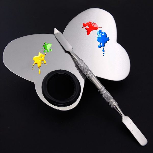 Small Size Five Shapes Stainless Steel Nail Art Makeup Color Palette-9