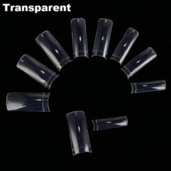 Square French Nail Tips in transparent color