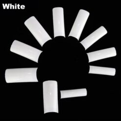 Square French Nail Tips in white color