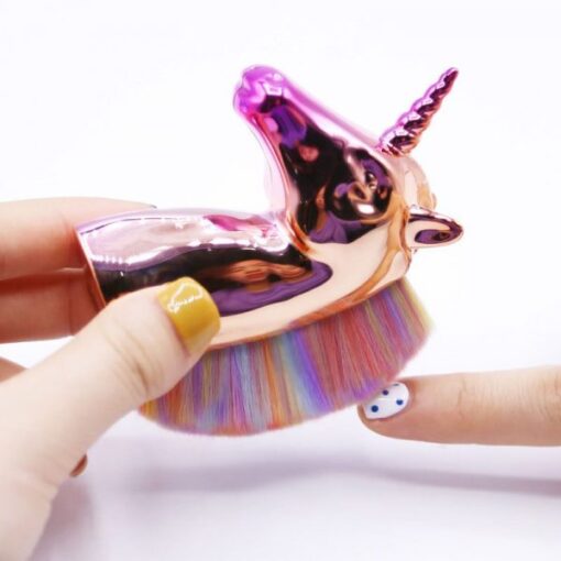 Unicorn Shape Nail Dust Remover Brush Makeup Brushes-3
