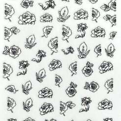 Black Rose Outline Nail Sticker